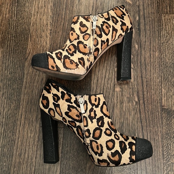 Sam Edelman Leopard Black Sparkle Booties - Picture 4 of 6